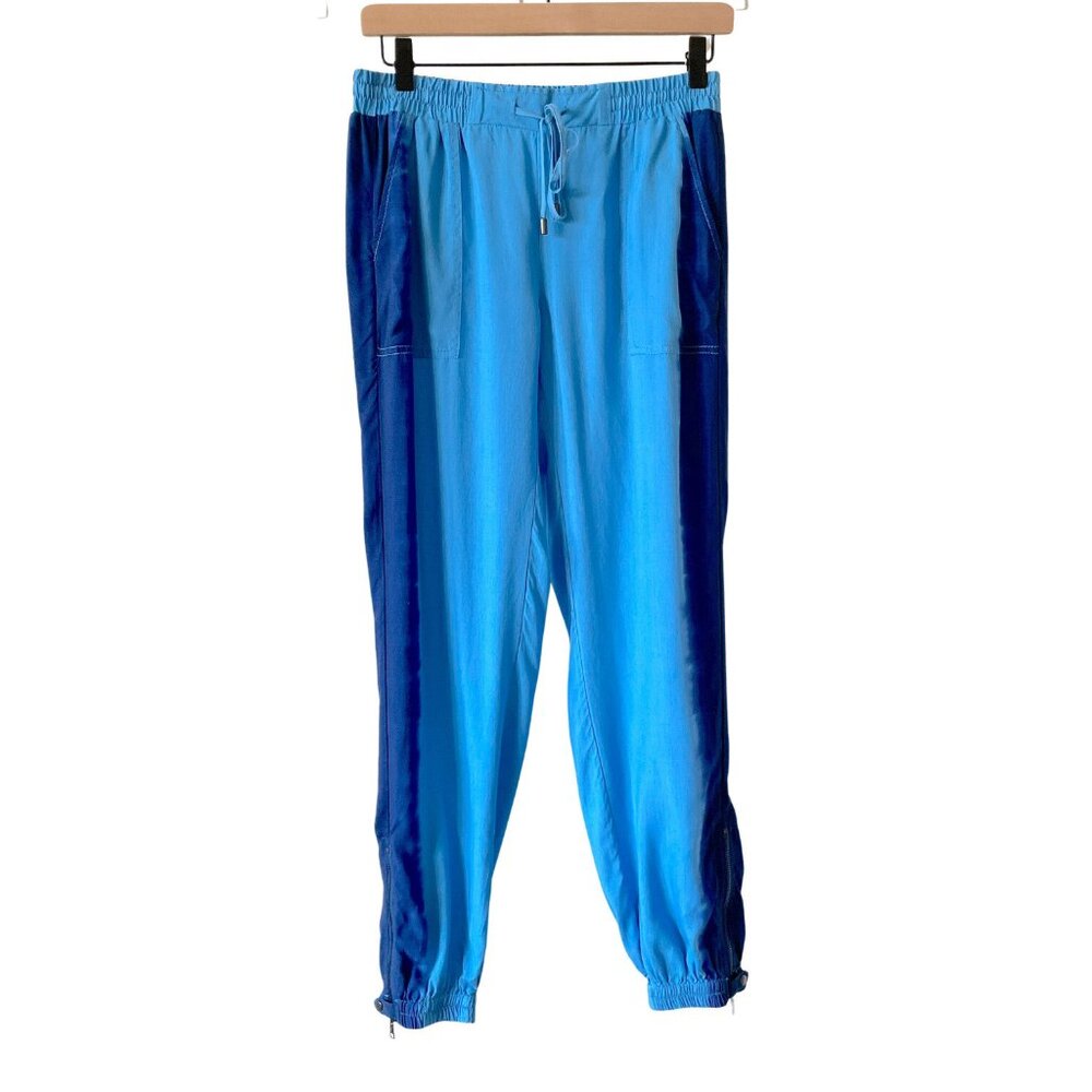 Go by GoSilk Milly Pant Joggers Blue Tie Dye Washable Silk‎ NWOT Size XS